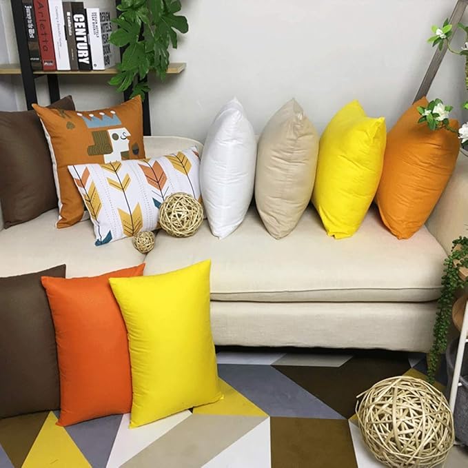 Thmyo 4-Pack 100% Cotton Comfortable Solid Decorative Throw Pillow Cases Square Cushion Cover Pillowcases Thanksgiving DIY Fall Pumpkin Orange Pillow Covers(18x18 inch/45x45cm)