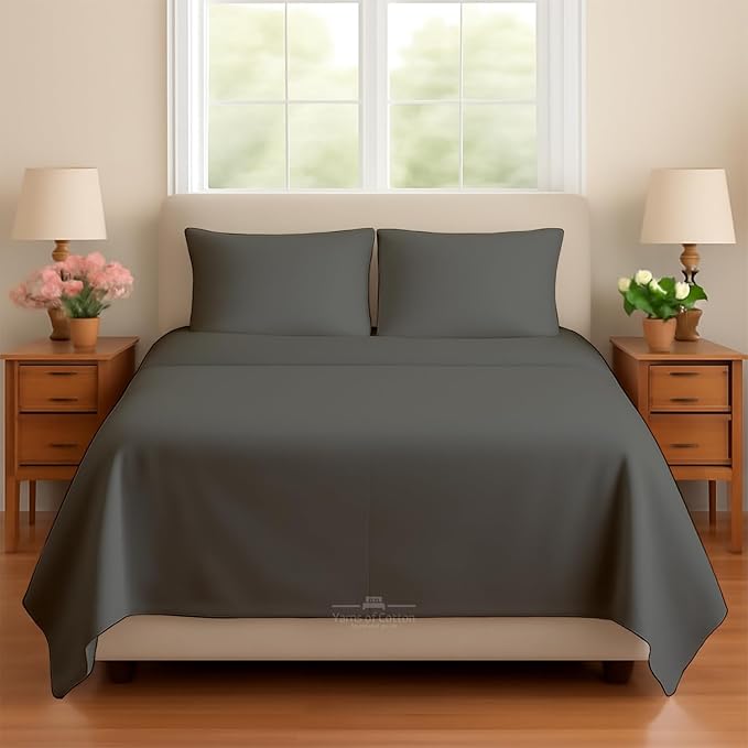 Sleeper Sofa 4 Piece Bed Sheet Set Premium Quality 100% Cotton 500 Thread Count, Smooth & Super Soft Sateen Weave, Extra Soft Bed Sheets, Wrinkle Free, 8 Inch Deep Pocket (Twin, Dark Grey)