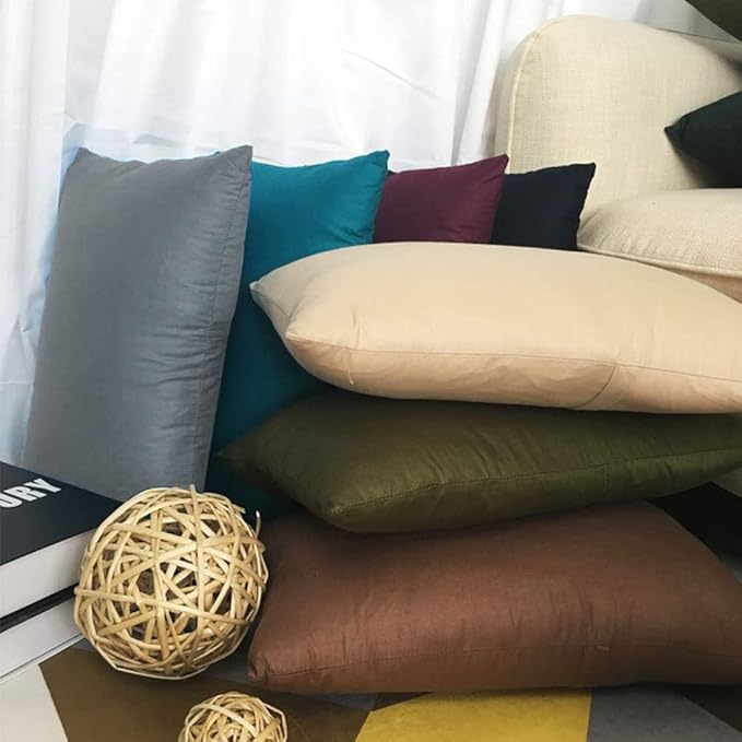 4-Pack 100% Cotton Lumbar Comfortable Solid Decorative Throw Pillow Case,Thmyo Rectangle Cushion Cover Pillowcase Sublimation Blank Pillow Covers DIY Throw Pillowcase(12x20inch/30x50cm, Dark Grey)