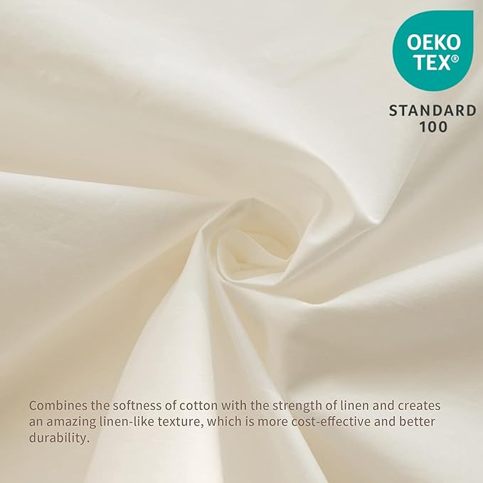 BISELINA French Linen Bed Skirt with Pleated Frills 18-Inch Tailored Drop Natural Flax Cotton Blend Dust Ruffle Soft Cozy Farmhouse Bedding (18" King, Ruffle White)