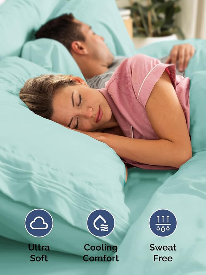 Extra Deep Full Fitted Sheet - Hotel Luxury Single Fitted Sheet Only - Easily Fits 18 inch to 24 inch Mattress - Ultra Soft, Wrinkle & Fade Free w/Extra Deep Pockets - Breathable & Comfy - Spa Blue