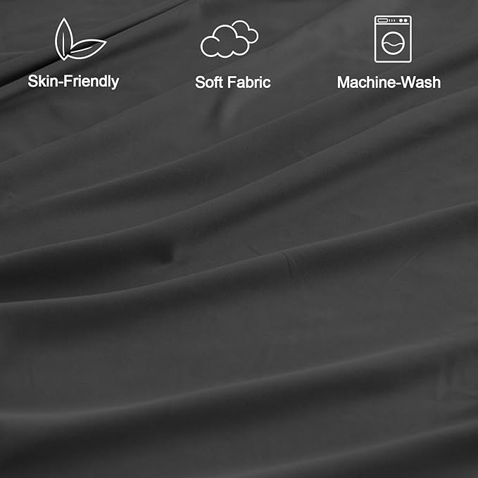 SPRINGSPIRIT RV Queen Sheets, Super Soft RV Short Queen Sheets for RV Camper, 4 Piece Bed Sheets Set Deep Pockets, Extra Soft and Breathable Bedding Sheets, Black