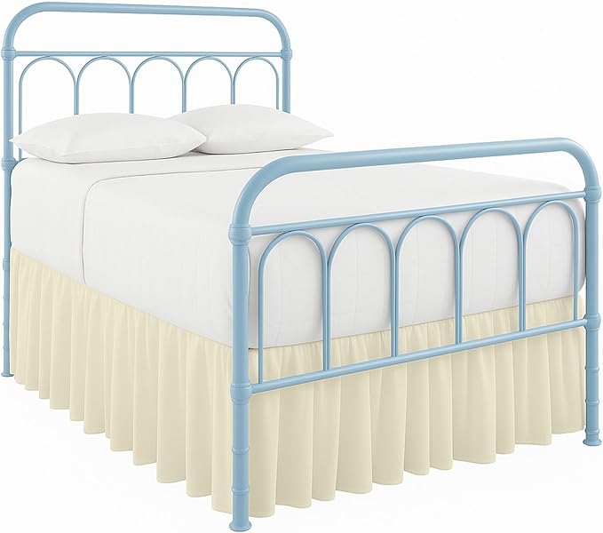 Ruffled Bed Skirt with Split Corners-Dust Ruffle - 18" Drop 100% Microfiber Soft,Sheen & Luxurious Look - Bed Skirts (Ivory -Queen)