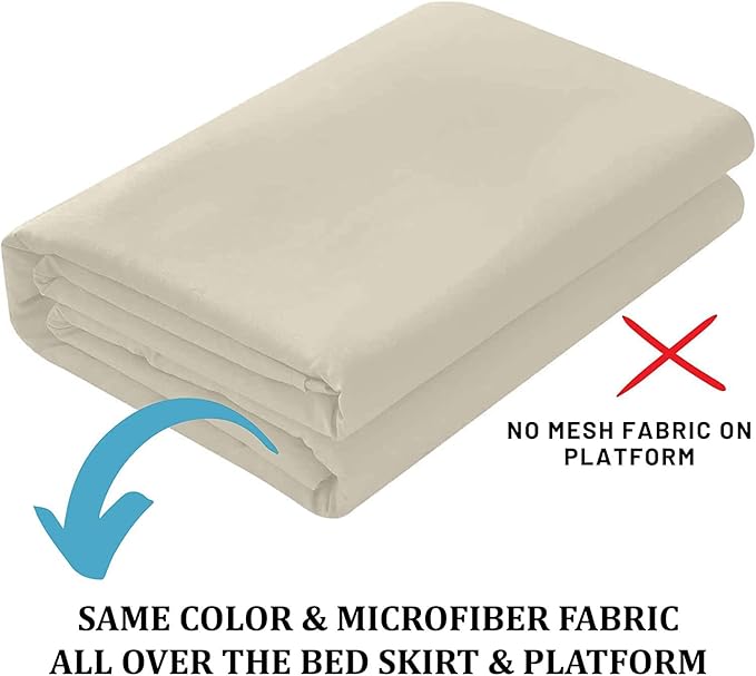 SKY BEDDINGS - Full Size Ruffled Bed Skirt with Split Corners - 16 Inch Drop Dust Ruffle Bed Skirt with Platform Three Sided Coverage - 100% Microfiber, Ivory