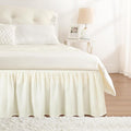 RIMELA Cream Bed Skirt Queen Size 12 Inch Drop, Wrap Around Elastic Adjustable Bedskirt, Bed skirting Dust Ruffle for Bed Frame & Box Spring Soft Durable Fabric Machine Washable Easy to Install
