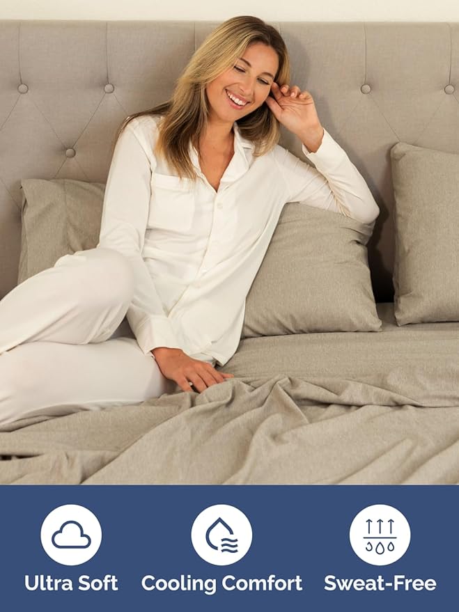 Extra Deep Queen Fitted Sheet - Hotel Luxury Single Fitted Sheet Only - Easily Fits 18 inch to 24 inch Mattress - Ultra Soft, Wrinkle Free w/Extra Deep Pockets - Breathable & Comfy - Heathered Beige