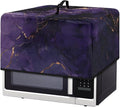 Microwave Oven Dust Cover, Marble Foldable Decorative Air Fryer Toaster Oven Cover Countertop Microwave Protector for Indoor Kitchen Decor Microwaves Protector For Dust Dirt, Purple