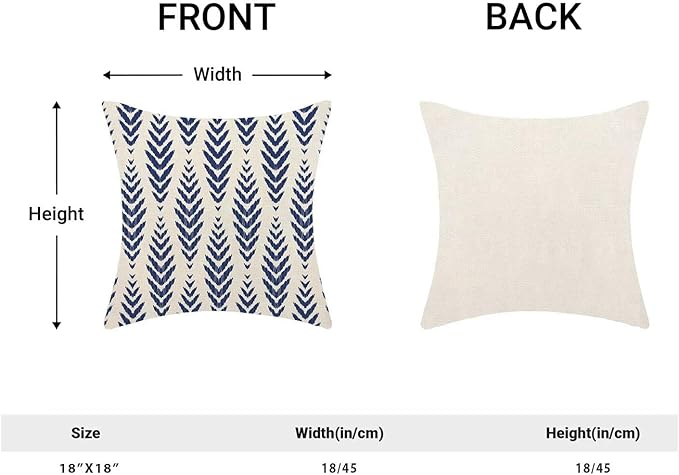 BETGINY Navy Blue Boho Pillow Covers 18 x 18 Inch Pack of 2, Bohemian Ethnic Herringbone Pattern Decorative Throw Pillow Covers Linen Modern Geometry Farmhouse Outdoor Pillowcase for Sofa Couch Decor