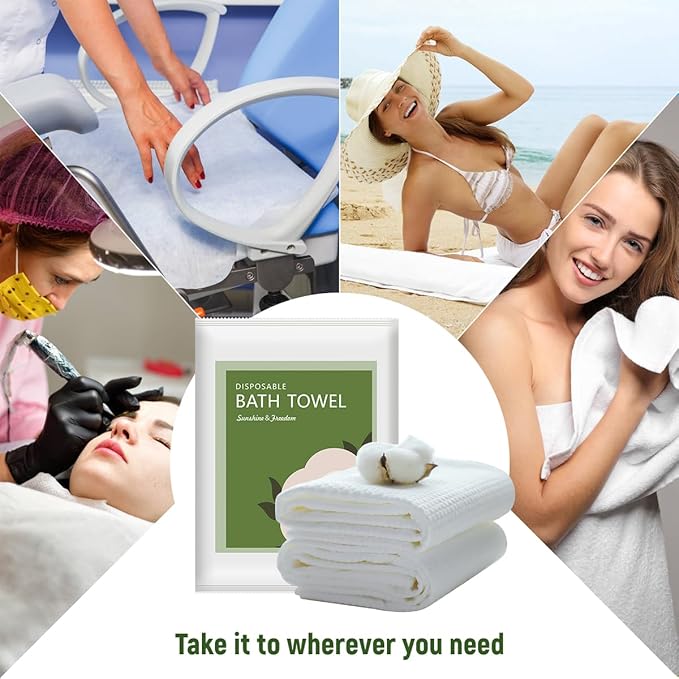 Disposable Bath Towels, 25 Pack 55" x 27.5" Ultra-Soft and Quick Dry Bath Towel, Portable Salon Towels for Travel Sauna Spa Beach Gym