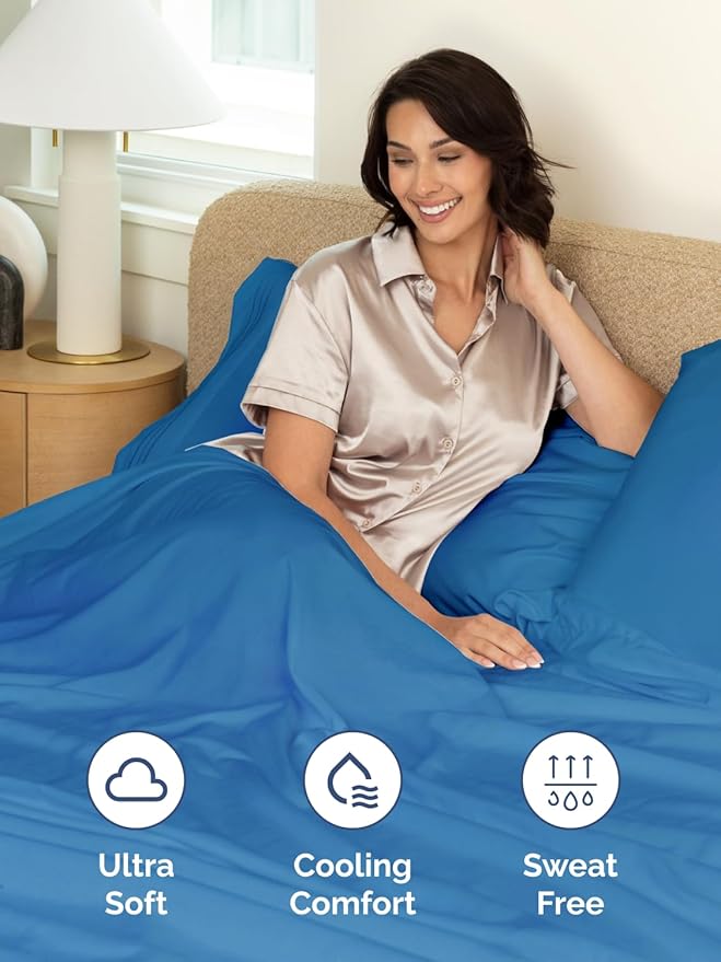 Extra Deep Full Fitted Sheet - Hotel Luxury Single Fitted Sheet Only - Easily Fits 18 inch to 24 inch Mattress - Ultra Soft, Wrinkle & Fade Free w/Extra Deep Pockets - Breathable & Comfy - Royal Blue