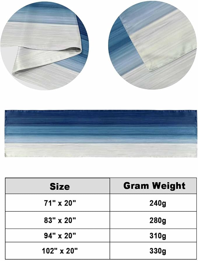 Abstract Navy Blue Ombre Stripe Art Bed Runners for Bedroom Hotel,Decorative Bedding Scarf Modern Color Line Texture Bed End Blanket Bedding Runner Scarves for Twin Size Bed,71x20in