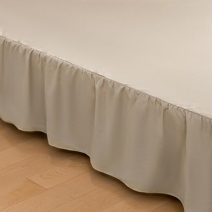 Bed Skirt Queen Size Ruffled Bed Skirts with Split Corners, 12 Inch Drop Dust Ruffle Bed Skirt with Platform - Queen, 12 Inch, Light Camel