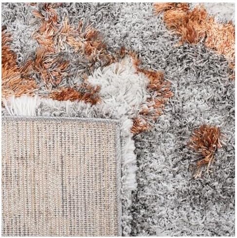 SAFAVIEH Horizon Shag Collection Accent Rug - 2' x 5', Grey & Rust, Non-Shedding & Easy Care, 2-inch Thick Ideal for High Traffic Areas in Entryway, Living Room, Bedroom (HZN890P)