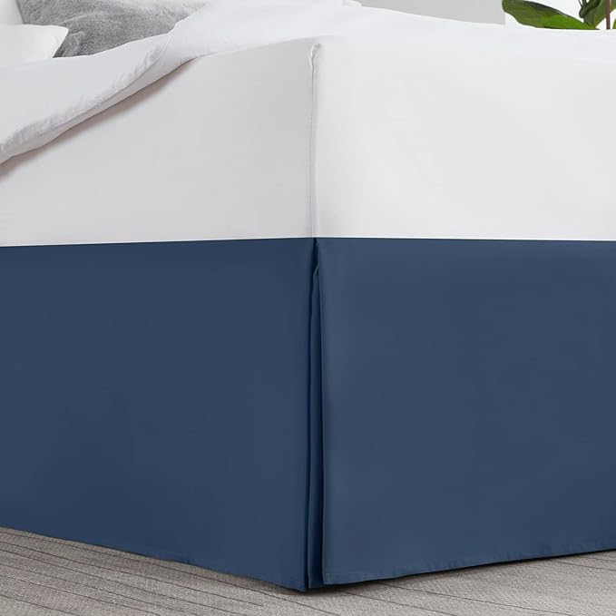 Nestl Navy Blue Full Bed Skirt - Full Size Bed Skirt 14 Inch Drop - Brushed Microfiber Bed Skirts - Hotel Quality Pleated Bed Skirt - Shrinkage & Fade Resistant