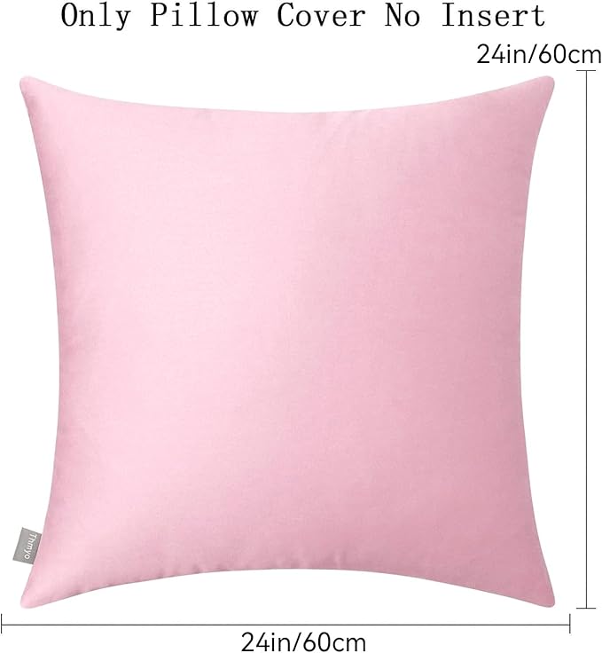 4-Pack 100% Cotton Comfortable Solid Decorative Throw Pillow Case,Thmyo Square Cushion Cover Pillowcase Sublimation Blank Pillow Covers DIY Throw Pillowcase for Sofa Bedroom(24x24 inch/ 60x60cm, Pink)
