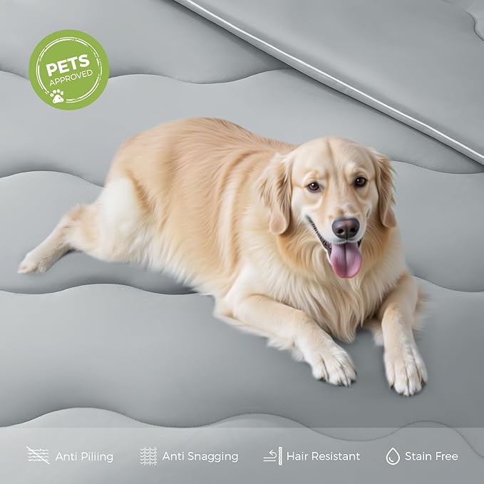 EASELAND All Season Cooling Comforter King, Cold Touch Fabric Absorbs Body Heat, 300GSM Super Soft, Cooling Blanket for Night Sweats Hot Sleeper (Gray-All Season, King(108"X90"))
