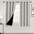 H.VERSAILTEX 100% Blackout Curtains for Bedroom Thermal Insulated Blackout Curtains 54 inch Length Heat and Full Light Blocking Curtains for Living Room with Black Liner 2 Panels, Pumice Stone