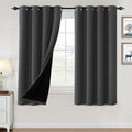 H.VERSAILTEX 100% Blackout Curtains for Bedroom Thermal Insulated Blackout Curtains 63 inch Length Heat and Full Light Blocking Curtains for Living Room with Black Liner 2 Panels, Charcoal Gray