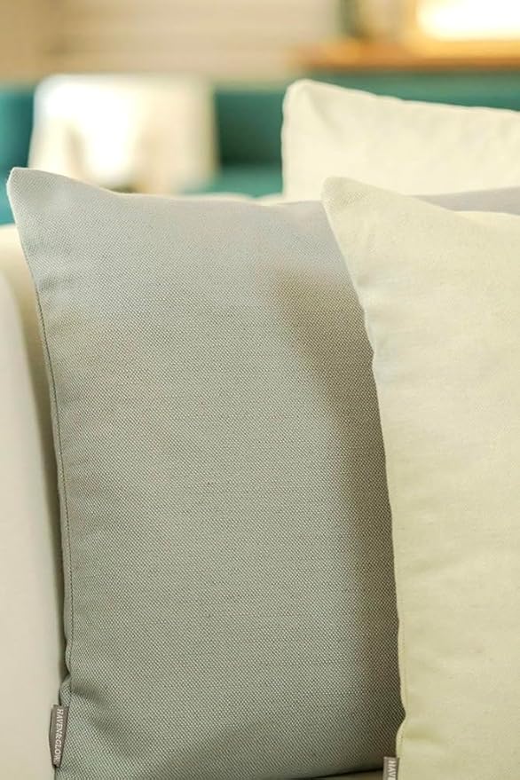 Haven & Glow Decorative Throw Pillow Cover – Square Cushion Case with Zipper | Modern Sofa, Couch & Bed Accent Pillow Covers for Living Room, Bedroom & Home Decor | 18 x 18 Inch – Beige – Pack of 2