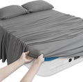Magik & Kover Full Sheet Set for Air Mattress - 4 Piece Deep Pocket Full Size Sheets Set Up to 24 Inches - Soft & Breathable Air Mattress Sheets Full Size with Extra Deep Pocket - Grey