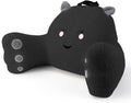Reading Pillow for Sitting in Bed Couch Teens/Adult, Back Rest Pillow for Sitting Up in Bed with Shredded Memory Foam, Includes Arms and Washable Cover (Black)