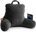 Nestl Reading Pillow for Kids & Teens with Shredded Memory Foam, Luxe Cut Plush Backrest Pillows for Reading and Gaming, for use on Couch, Bed, Floor, Adjustable Support with Washable Cover Dark Grey