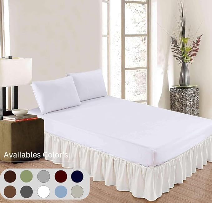 Ruffle Bed Skirt with Split Corners, Microfiber Dust Ruffled for a Perfectly Tailored Bedding Ensemble, Wrinkle and Fade Free, Easy Fit, King Size 18 Inch Drop, Ivory