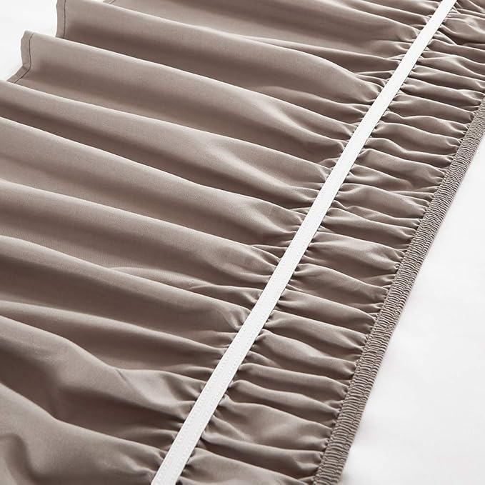 MEILA Wrap Around Bed Skirt Three Fabric Sides Elastic Dust Ruffled 24 Inch Tailored Drop,Easy to Install Fade Resistant-Taupe, Twin/Full