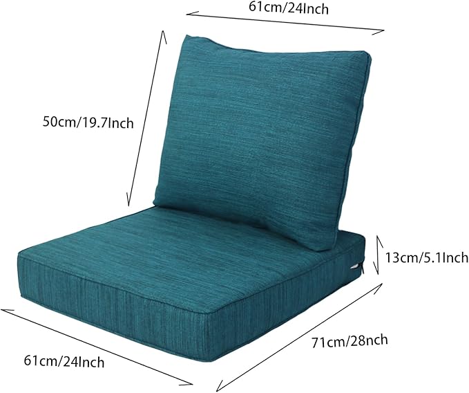 Goodgoods 24x28 inch Outdoor/Indoor Deep Seat Cushions Set of 2 Deep Seat Bottom Resilient Foam Filling Water Repellent Stain-Resistant UV Resistant Weather Resistant Patio Furniture Malachite