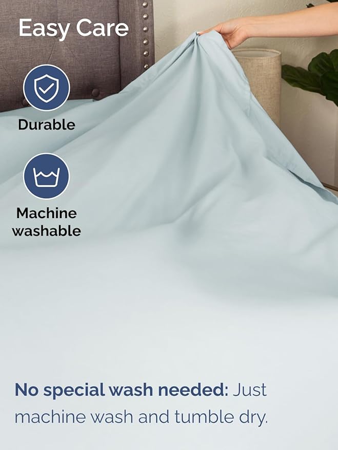 Extra Deep Pocket Queen Sheet Set - 4 Piece Breathable & Cooling Bed Sheets - Hotel Luxury Sheet Set - Soft, Wrinkle Free and Comfy - Easily Fits Extra Deep Mattresses - Deep Pocket Ice Blue Sheets