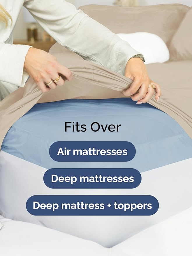 Extra Deep King Fitted Sheet - Hotel Luxury Single Fitted Sheet Only - Easily Fits 18 inch to 24 inch Mattress - Ultra Soft, Wrinkle Free w/Extra Deep Pockets - Easy-Care, Breathable & Comfy - Cream