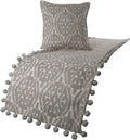 The HomeCentric Grey Bed Runner, Twin Size 53"x18" Decorative Bed Runner with 2 Matching Pillow Cover, Grey Cotton Bed Scarf in Aztec Pattern with Tassels - Grey Aztec