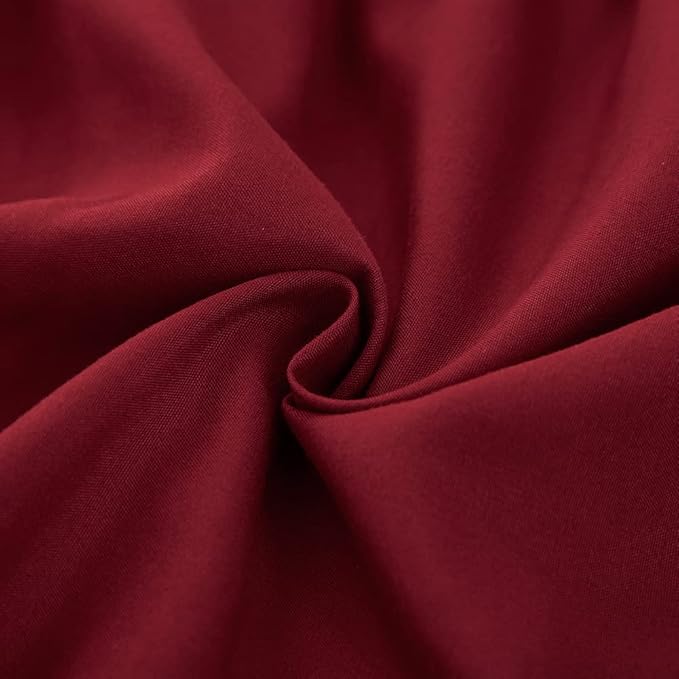 MEILA Wrap Around Bed Skirt Three Fabric Sides Elastic Dust Ruffled 24 Inch Tailored Drop,Easy to Install Fade Resistant-Burgundy, Queen/King