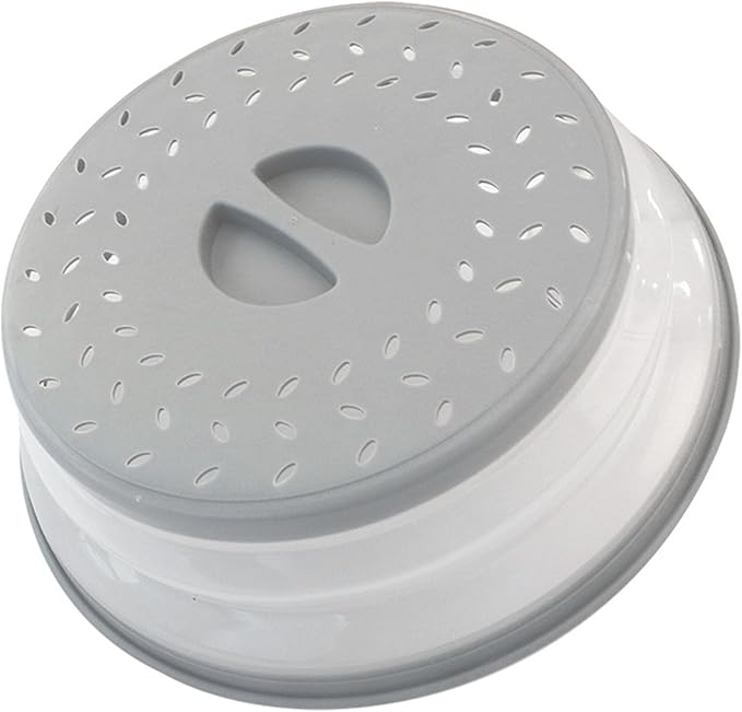 Collapsible Microwave Splatter Cover, 10.5 Inch, Microwave Plate Cover With Steam Vent (Light grey)