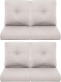 Patio Chair Cushions 4 Packs - Outside High Back Thick Water-Resistant Cushion 22x24 with Zipper Cover for Outdoor Glider Rocking Chairs Loveseat Couch – Beige/Buckle