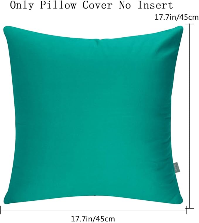 Thmyo 4-Pack 100% Cotton Comfortable Solid Decorative Throw Pillow Case, Square Cushion Cover Pillowcase Sublimation Blank Pillow Covers DIY Throw Pillowcase for Sofa(18x18 inch/ 45x45cm,Lake Blue)