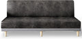 molasofa Leather Like Stretch Futon Slipcover Armless Futon Bed Sofa Cover Furniture Protector with Elastic Bottom, Soft and Washable Futon Cover for Sofa Bed Stay in Place（Larger，Khaki）