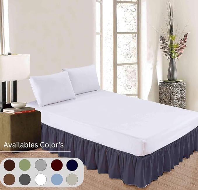 Ruffle Bed Skirt with Split Corners, Microfiber Dust Ruffled for a Perfectly Tailored Bedding Ensemble, Wrinkle and Fade Free, Easy Fit, Queen Size 16 Inch Drop, Dark Grey