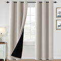 H.VERSAILTEX 100% Blackout Curtains for Bedroom Thermal Insulated Blackout Curtains 84 inch Length Full Light Blocking Curtains for Living Room with Black Liner 2 Panels Set, Pumice Stone