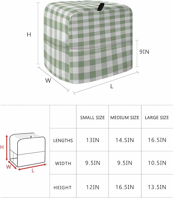 Green Plaid Stand Mixer Dust Cover with Storage Pocket & Handles, Fits All Tilt Head & Bowl Lift Modern Minimalism Kitchen Appliance Cover Organizer Buffalo Checked Art Bag Accessories, 6-8 Quart