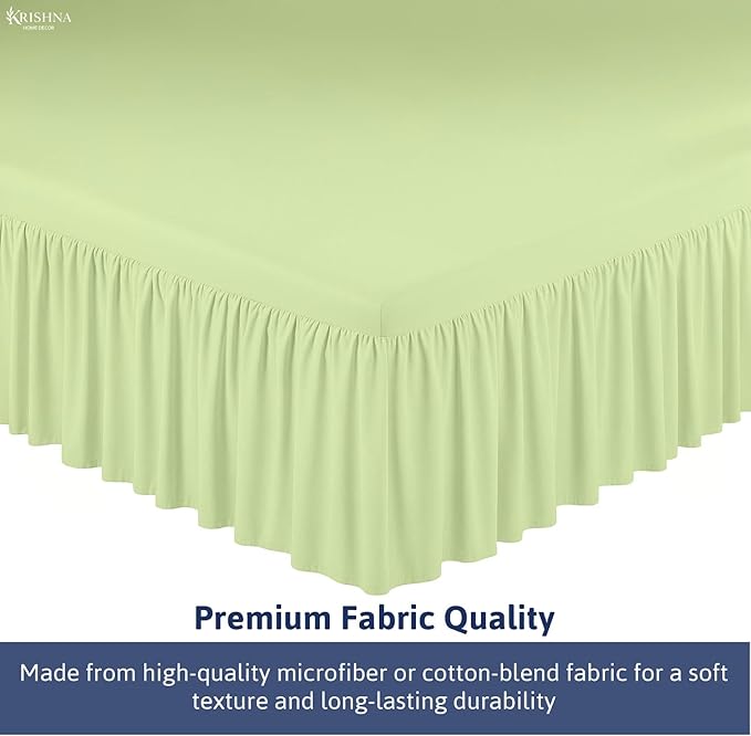 KRISHNA Ruffled Bed Skirt with Split Corners King, 100% Microfiber Hotel Quality, 24 Inch Drop Dust Ruffle Gathered Bedskirt with Platform, 78" x 80", Sage