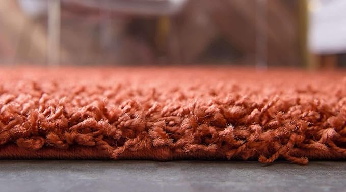 Unique Loom Solid Shag Collection Area Rug (2' 6" x 16' 5" Runner, Terracotta)