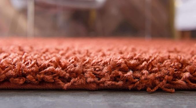 Unique Loom Solid Shag Collection Area Rug (2' 6" x 13' 1" Runner, Terracotta)