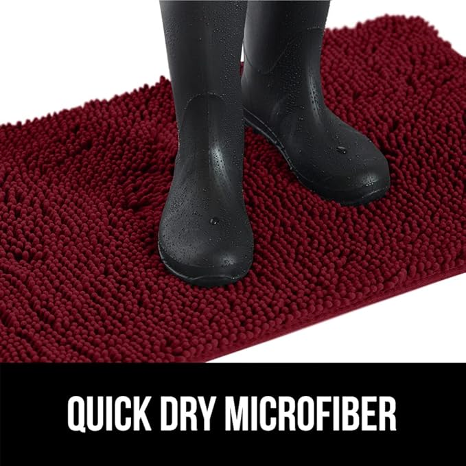 GORILLA GRIP SOAKSTOPPER Dog Door Mat, Machine Washable Rug Absorbent Doormat Captures Moisture Mud Dirt, Quick Dry Soft Chenille Entryway Rugs Indoor Entrance Mats for Dog Paws, 24x17 Burgundy