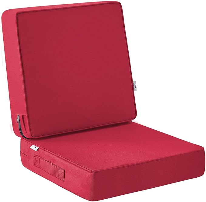 Outdoor Chair Cushions, Christmas Red Patio Chair Cushions 22x22x3 Inch, Waterproof Outdoor Cushions with Removable Cover for Sofa, Fade Resistant Patio Cushions for Outdoor Furniture