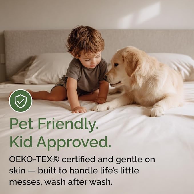 Waterproof Cooling Mattress Protector - Mattress Cover Cal King Size - Viscose Made From Bamboo - Soft, Breathable, Noiseless & Washable - Fitted Sheet Style & All Round Protection - (72" x 84") White