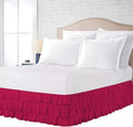 Multi-Ruffle Bed Skirt, Soft Multi Elastic Dust Ruffles with Wrap Around Bed Skirt Easy Fit with 18 Inch Drop 100% Cotton 800 Thread Count (RV Bunk 42X80, Hot Pink)