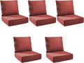 Outdoor Cushion Set for Furniture Patio Furniture, UV Resistant, Water Resistant - 6 Inch Thick Foam Garden Cushions– 22x24 Inch Patio Seat Covers for Chair/Sofa/Couch | Red | 5-Pack |