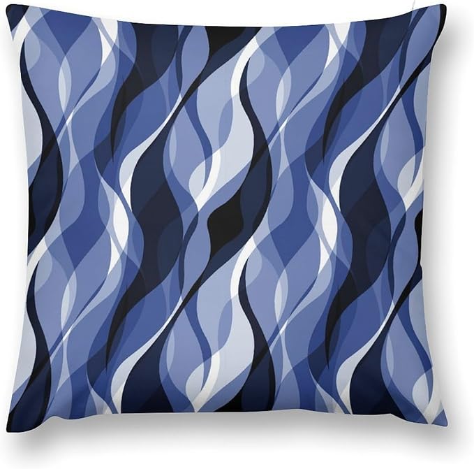Navy Blue Throw Pillow Covers Modern Abstract Black and Blue Striped Decorations for Bedroom Living Room Farmhouse Sofa Pillows Bed Couch 20x20 Inch