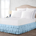 Multi-Ruffle Bed Skirt, Soft Multi Elastic Dust Ruffles with Wrap Around Bed Skirt Easy Fit with 18 Inch Drop 100% Cotton 800 Thread Count (King XL, Light Blue)